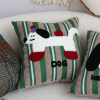 Cute Dog Print  Striped Polyester Decorative Pillowcase
