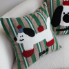 Cute Dog Print  Striped Polyester Decorative Pillowcase