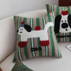 Cute Dog Print  Striped Polyester Decorative Pillowcase