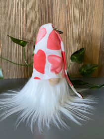 Plush Gnome (Color: Red and White Hearts)
