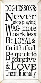 Dog Lessons Wood Sign (Color: Old Cottage White)