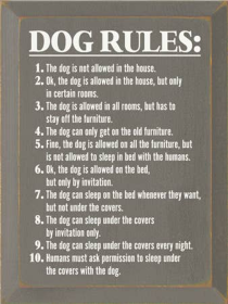 Dog Rules Funny Wood Sign (Color: Old Anchor Gray)